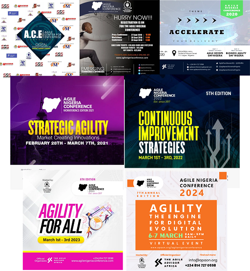 Agile Nigeria Conference editions flyers collage image